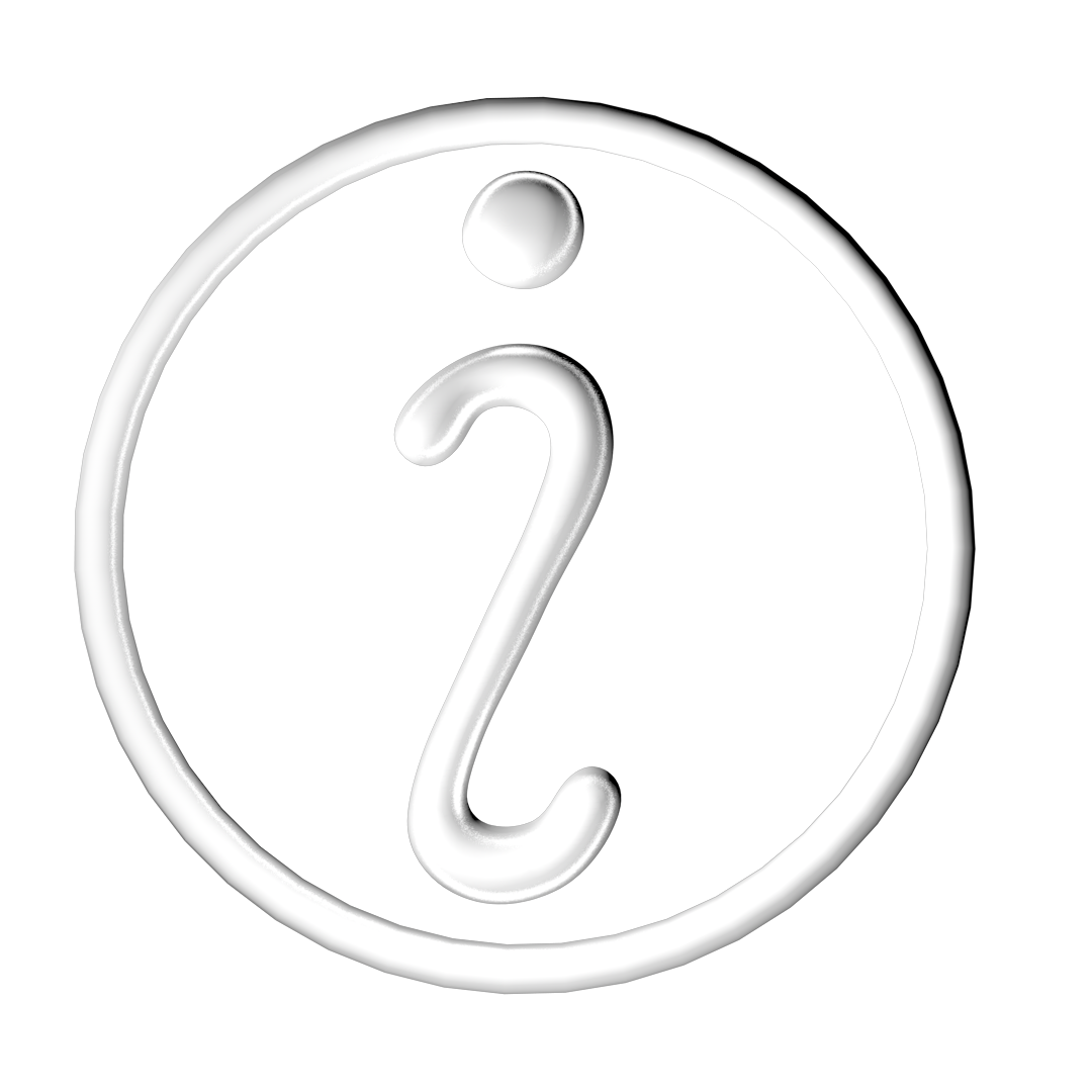 a white i character in a circle